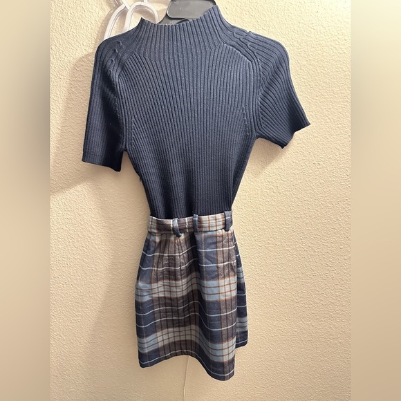 STAUD Patsy ribbed-knit checked minidress (size 8) - Picture 3 of 4